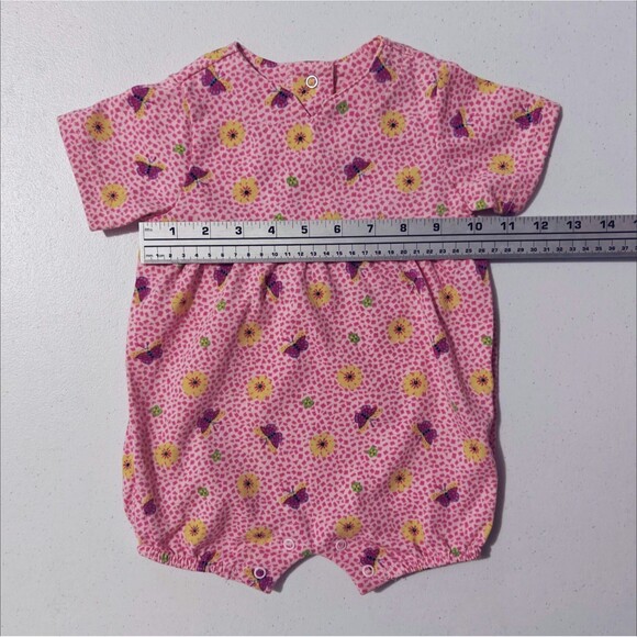 NWT Vintage Baby Bubble Romper Creeper New Girls 6 - 9 M Pink Butterfly Flower - Picture 6 of 11